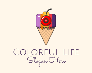 Colorful Camera Ice Cream  logo design