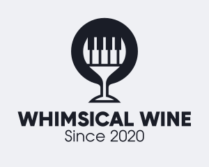 Piano Wine Glass logo design