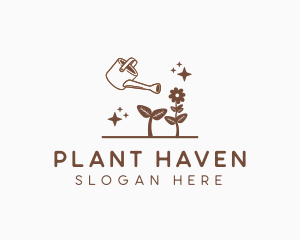 Flower Plant Watering Can logo design