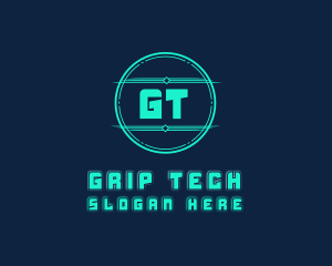 Cyber Tech Digital Neon logo design