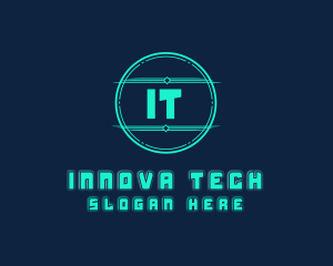 Cyber Tech Digital Neon logo design