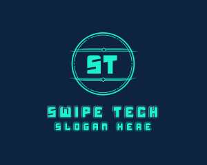 Cyber Tech Digital Neon logo design