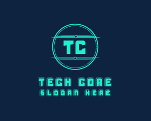 Cyber Tech Digital Neon logo design