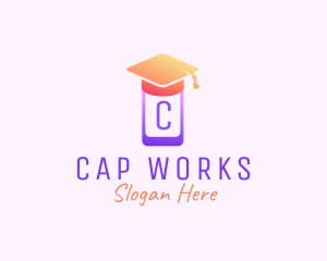 Mobile Phone Graduation Cap logo design