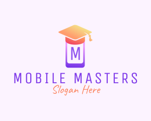 Mobile Phone Graduation Cap logo design