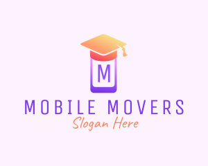 Mobile Phone Graduation Cap logo design