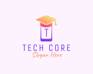 Mobile Phone Graduation Cap logo design