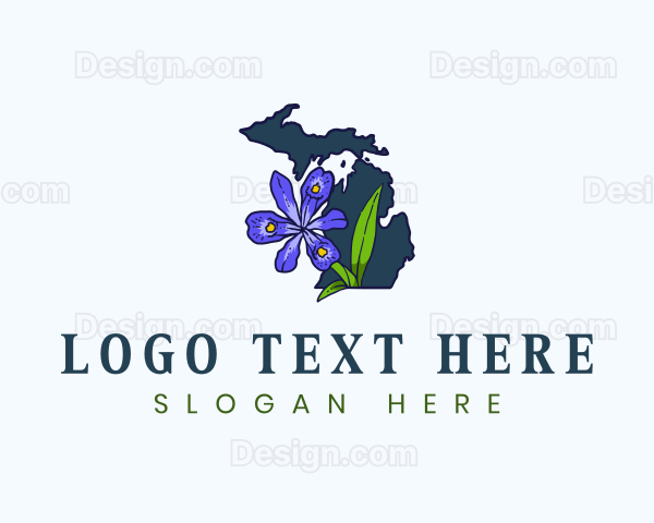 Michigan Iris Flower Logo