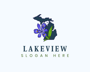 Michigan Iris Flower logo design