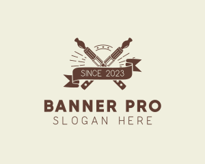 Vape Ribbon Banner logo design