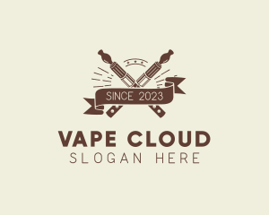 Vape Ribbon Banner logo design