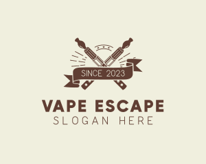 Vape Ribbon Banner logo design