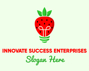 Strawberry Light Bulb logo design