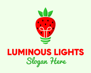 Strawberry Light Bulb logo design