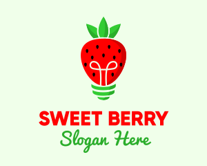 Strawberry Light Bulb logo design