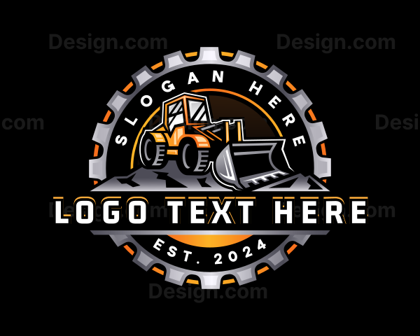 Bulldozer Heavy Equipment Logo