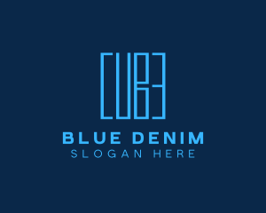 Blue Wordmark Cube logo design