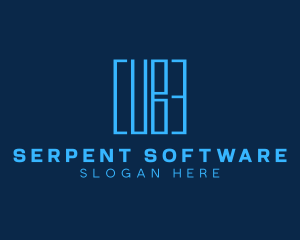 Blue Wordmark Cube logo design