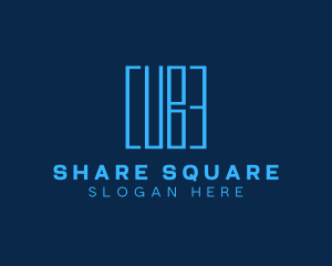 Blue Wordmark Cube logo design