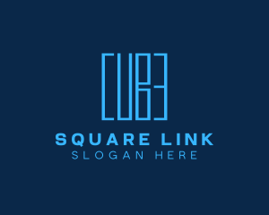 Blue Wordmark Cube logo design