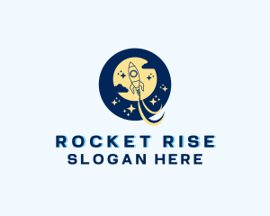 Moon Rocket Ship logo design