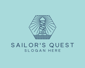 Blue Nautical Lighthouse Tower logo design