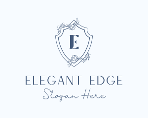 Elegant Floral Shield logo design