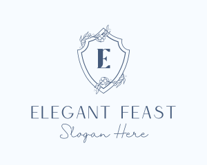 Elegant Floral Shield logo design