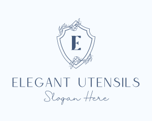 Elegant Floral Shield logo design