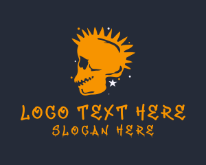 Orange Punk Skull  Logo