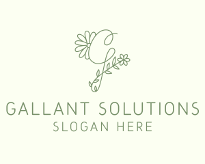 Floral Green Letter G logo design