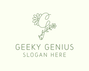 Floral Green Letter G logo design