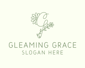 Floral Green Letter G logo design