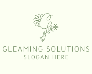 Floral Green Letter G logo design