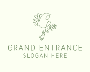 Floral Green Letter G logo design