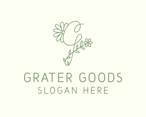 Floral Green Letter G logo design