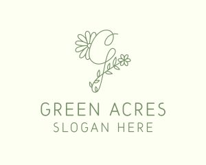 Floral Green Letter G logo design