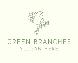 Floral Green Letter G logo design