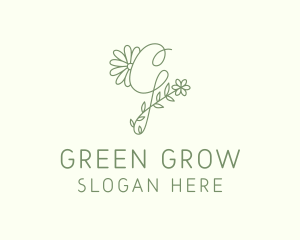 Floral Green Letter G logo design