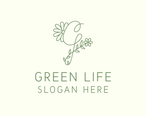 Floral Green Letter G logo design