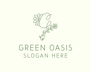 Floral Green Letter G logo design