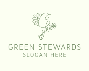 Floral Green Letter G logo design