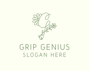 Floral Green Letter G logo design