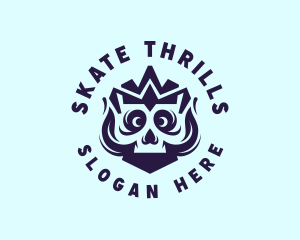 Blue Crown Skull logo design