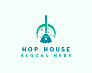 Broom House Cleaner logo design