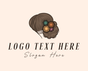 Bun - Flower Hair Woman logo design