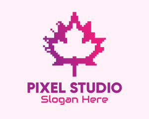 Canadian Gaming  Pixel Leaf logo design