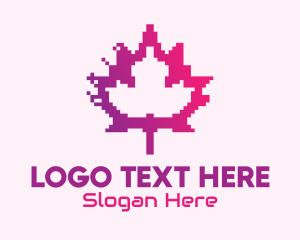 Maple - Canadian Gaming  Pixel Leaf logo design