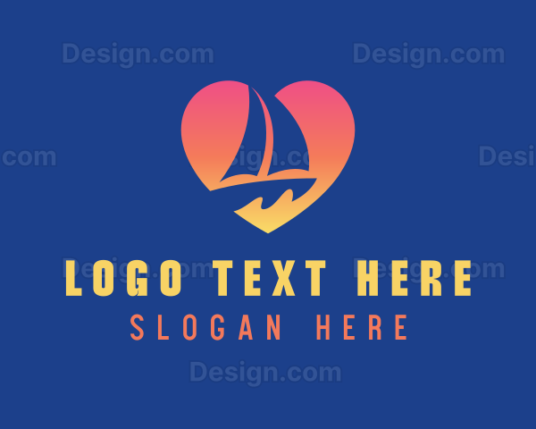 Gradient Heart Sailboat Logo