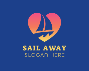 Gradient Heart Sailboat  logo